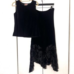 April Cornell Maxi Skirt Top Set Velvet Burnout Asymmetric Fairy Whimsigoth L